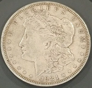 Eine von 1921 D oder S Morgan Silberdollar Münze, 90% Silber, Adler Reverse - Bild 1 von 2