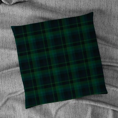 Reloj Negro Diseño Estampado Tartán 18" x 18" Cojín Foto 1 de 2