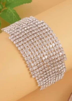 Pulsera Brillante Cristal Austriaco 7.5" - 9.5" Ajustable Fiesta Baile de graduación Boda Foto 1 de 4