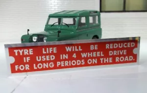 Land Rover Series 1 2 2a 3 4 Wheel Drive Tyre Life Info Warning Bulkhead Plate - Picture 1 of 1