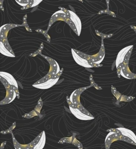 BOLT END 31 INCHES Stay Wild Moon Child by 3 Wishes Whale Cotton Flannel Fabric - Picture 1 of 1