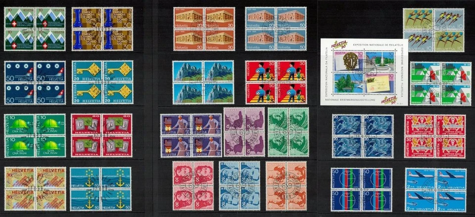 Switzerland 1960's etc.. Blocks of CTO Stamps (plus MS). Cat app £54 - Image 1 of 1