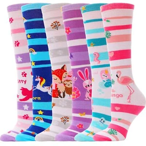 6 Pairs Girls Crazy Animal Knee High Socks Fun Boot Socks Cute Gift Set - Picture 1 of 6