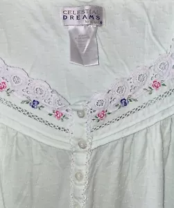 Celestial Dream Women`s Size XL Green Floral Crochet Sleeve Night - Picture 1 of 5