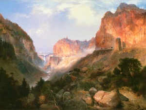 Golden Gate Parque Nacional de Yellowstone por Thomas Moran impresión giclee envío gratis - Imagen 1 de 3