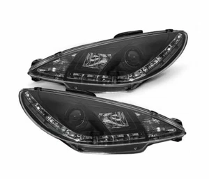 headlights for PEUGEOT 206 1998 1999 2000 2001 2002 daylight black LHD - Picture 1 of 1