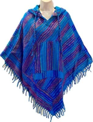 Hippie Bohemian HIMALAYAN BRUSHED Festival Cape Poncho Hoodie 4727 C - Image 1 of 4