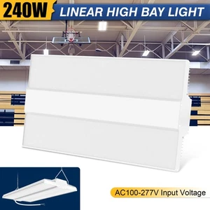 240W LED Linear High Bay Shop Light Warehouse Factory Workshop Lamp 4.9FT Cable - Picture 1 of 14
