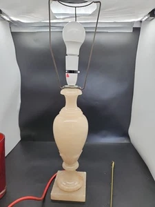 Große Alabaster Vintage 50er Jahre italienische Tischlampe, schwerer Nachttisch hoch 40 cm - Bild 1 von 16