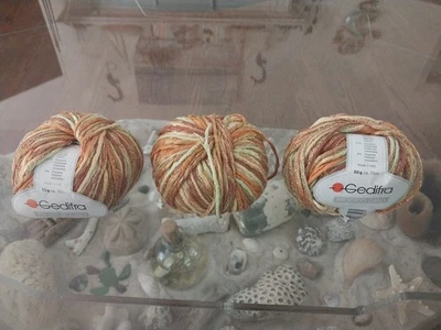 (3) Gedifra Fiocco Oro Yarn "Sunrise" Made in Italy  50g / 70m Will Separate  - Image 1 of 3