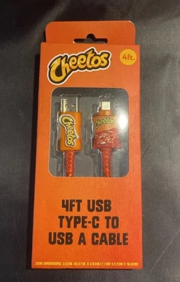 Cheetos 4 Ft USB Type C To USB A Charging Cable Cord “NEW Rare” Open Box - Image 1 of 4