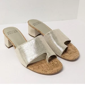 Sandali donna Donald J Pliner oro slip on tacco a gattino 11 muli casual elasticizzati - Foto 1 di 9