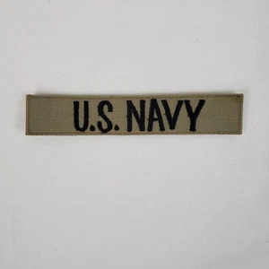 US Navy Desert Tan Name Tape Patch Embroidered Hook Backside - Picture 1 of 2