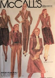 VTG McCalls 7303 Womens 8 Chic Suit Steampunk Jacket Hi-Rise Pants Skirt Pattern - Picture 1 of 2