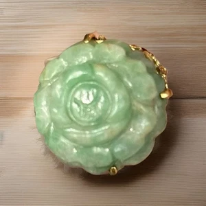 Antike Jugendstil Jade geschnitzte Blüte. Kevin Hong Kong. 14K. Orig Karton - Bild 1 von 9