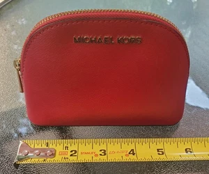 Michael Kors Red Cosmetic Makeup Bag Gently Used - Foto 1 di 4