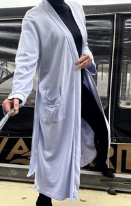 Edler langer LANDS‘ END Morgenmantel Bademantel Gr.M/38 hellblau 100%BW neuw. - Bild 1 von 19