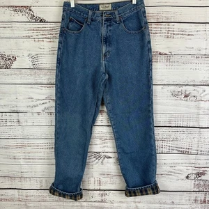 Pantalones de mezclilla forrados de franela a cuadros amarillo azul calce clásico LL Bean de colección para hombre 30X30 - Imagen 1 de 9