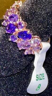 Anillo Bomba Fiesta Talla 8 Sueños Caprichosos RBP7777 Amatista Chapado en Oro Rosa Anillo Foto 1 de 4