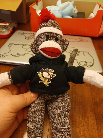 Pittsburgh Penguins 11" Sock Monkey Black Hoodie with Tag Stuffed Plush Cover