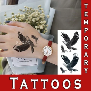 Realistic Transfer Temporary Tattoo Eagle Neck Women Man Stickers Waterproof - Picture 1 of 10