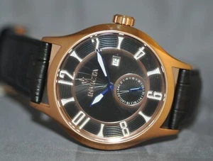 Invicta Men's Vintage Black Dial Black Genuine Leather Watch 12231 - Picture 1 of 5