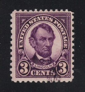 US #635 MNH Bureau Issue 3c Freak Lincoln - Eccesso di inchiostro viola - Foto 1 di 1