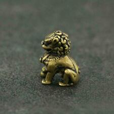 Antique Brass Lion Statue China Zodiac Pocket Gift Fengshui Ornament Good Luck 