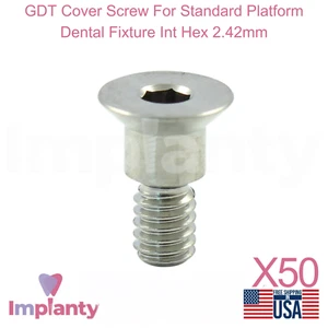50x GDT Tornillo de Cubierta Plataforma Estándar Accesorio Dental Int Hex 2.42mm Titanio - Imagen 1 de 5