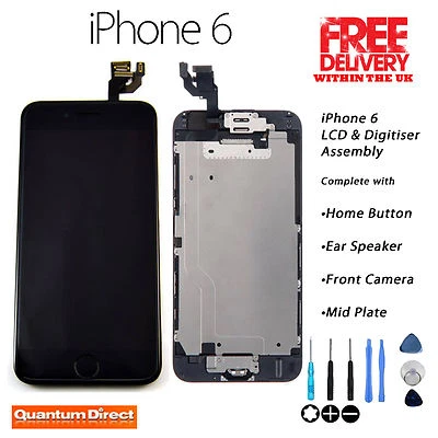 iPhone 6 Retina LCD & Digitizer Touchscreen komplette Baugruppe mit Teilen - SCHWARZ - Bild 1 von 4