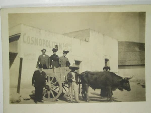 RPPC Cosmopolitan Saloon & Cafe mit Ochsenwagen, AZ CA TX - Bild 1 von 4