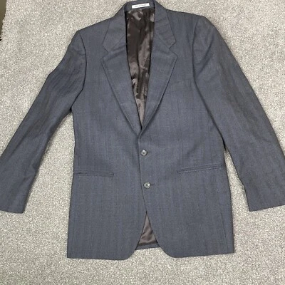Yves Saint Laurent Blazer Suit Jacket Coat Gray Blue 100% Wool Made In France - Image 1 of 4