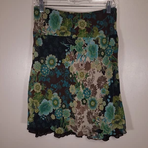 Wrapper Size M Multicolor Floral Layered A-Line Knee Length Slip Skirt USA Made - Picture 1 of 6