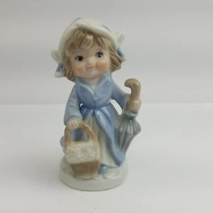 Vintage KPM Porcelain Girl Figurine with Umberella and basket - Picture 1 of 9