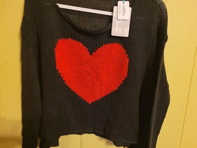 Big Heart. Cotton Valentines Wooden ships sweater S/M NWT - Image 1 of 4