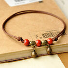 Blue Ceramic Brown Rope Anklet Women Girls Hand-Woven Beaded Fashion Jewelry
