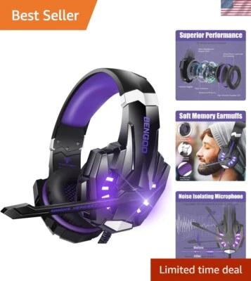 Auriculares para juegos con cable púrpura con graves envolventes - para PS4, Xbox y más dispositivos Foto 1 de 4