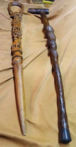 wooden walking stick / cane - hand carved (set of 2). - Picture 1 of 19