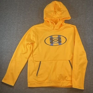 NWT UA UNDER ARMOUR Graphic Echo Fleece Hoodie Bright Neon Orange Sz Youth Large - Picture 1 of 7