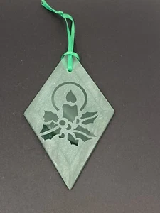 glass christmas tree ornament GREEN CANDLE DIAMOND - Picture 1 of 4