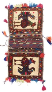 Arabian Show Horses Saddle Bag Hand Knotted By Afghan Artisan Woolen Area Rug - Picture 1 of 5