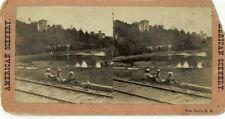 Stereoview-Stereograph-3 Boys Sitting By New Haven Railroad Tracks-American Scen