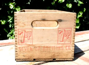 Vintage 7up Wood Advertising Crate Red Letters Metal Straps - Picture 1 of 17