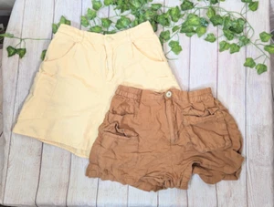 ZARA GIRL'S BUNDLE LOT LINEN SHORTS YELLOW AND TAN COLOR POCKETS SIZE 13/14 - Picture 1 of 7
