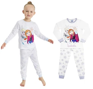 Girls Disney Frozen Personalised Pyjamas Elsa Anna Olaf Pyjamas 18 Mth-10 Yrs - Picture 1 of 11