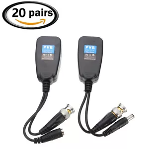 40pcs CCTV Coax BNC Video Power RCA Audio Connector Balun Transceiver to CAT5e 6 - Bild 1 von 7