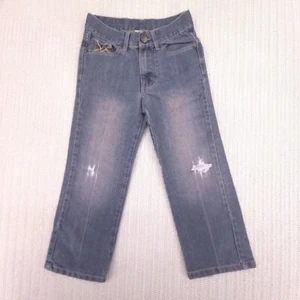 American Hawk Jeans Boys 6 Blue Gray Denim Slim Fit Straight Leg Distressed - Picture 1 of 7