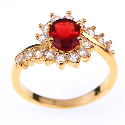 Women 18K Yellow Gold Filled Flower Crystal Flower Rings Men Rings Gift JZ006 - Image 1 of 4
