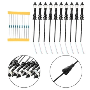 10 Pcs Model Railroad Train OO/HO Scale 1:87 Lamp Posts LED Street Light Lamps - Picture 1 of 24