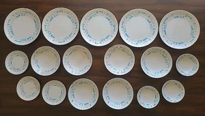 Blue Heaven 19Piece Royal China 60s Atomic Bowls Plates Flaws C Pics Description - Picture 1 of 13